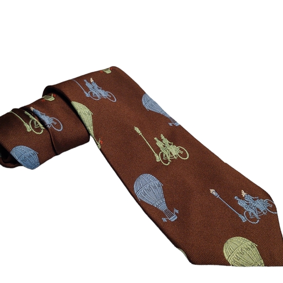 Vintage Tie Tandem Bicycle Hot Air Balloon Steampunk Necktie - Picture 4 of 7